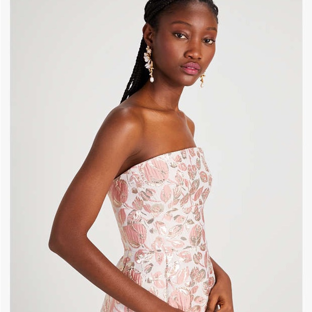Kate Spade Floral Bud Brocade Strapless Dress – Rosebud Pink (Size 14) - Picture 10 of 11
